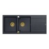 QUADRON EVAN 121 GraniteQ zlewozmywak z syfonem Push To Open 2-komorowy z/o (1160x500x210; kom. 420x340) black diamond / elementy złote HQE11650U8PVDG1P2O